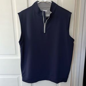 Peter Millar Galway Stretch Loop Terry Quarter-Zip Vest Navy Large Like New